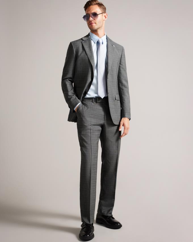 Pantalon Ted Baker Wool Check Suit Grise Homme | RIS-42572061